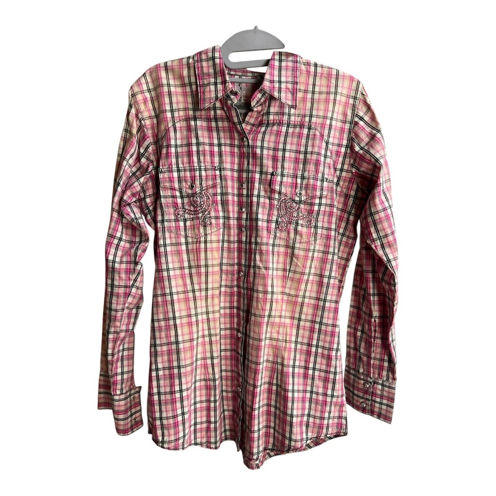 Wrangler Pink Plaid Button Down Shirt